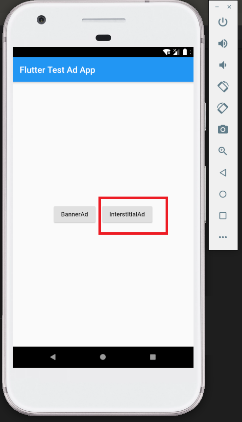 Demo App HomeScreen - Interstitial Ad
