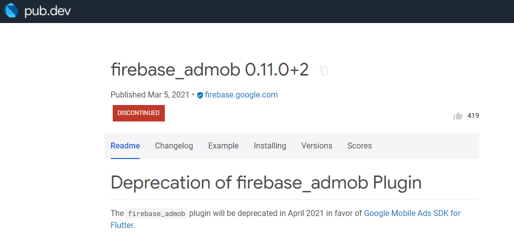 firebase admob package