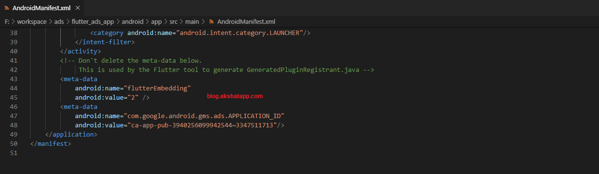 Adding meta-data to AndroidManifest.xml